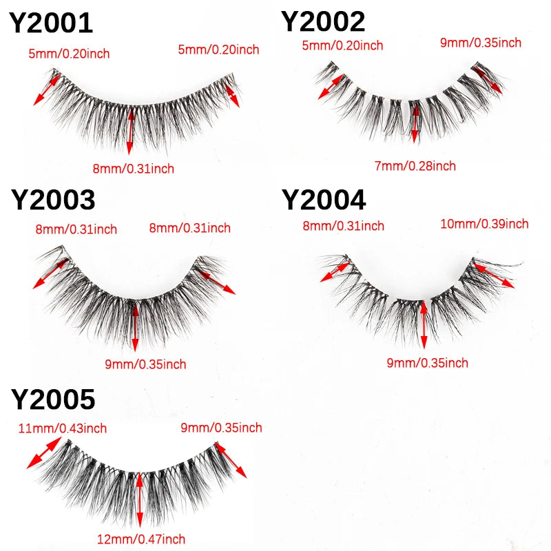 YSDO 3/10pairs Manga Lashes Natural Look False Eyelashes 3D Fake Mink Lashes Extensions Makeup Tools Clear Band Faux Cils