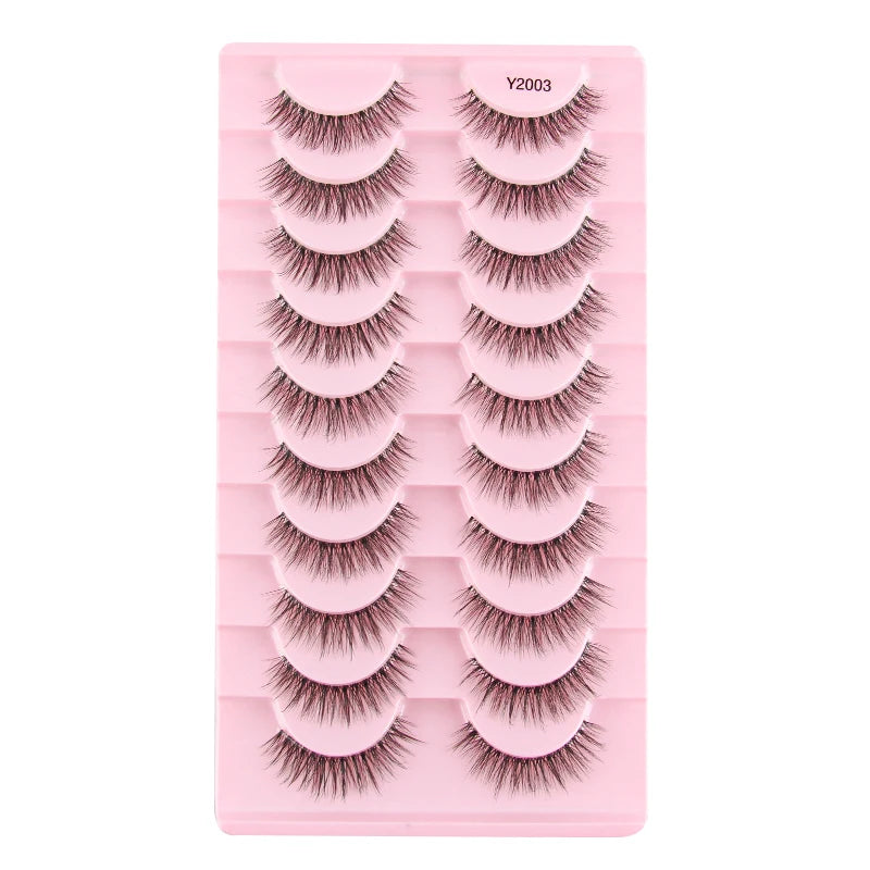 YSDO 3/10pairs Manga Lashes Natural Look False Eyelashes 3D Fake Mink Lashes Extensions Makeup Tools Clear Band Faux Cils