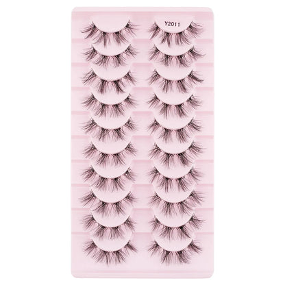 YSDO 3/10pairs Manga Lashes Natural Look False Eyelashes 3D Fake Mink Lashes Extensions Makeup Tools Clear Band Faux Cils