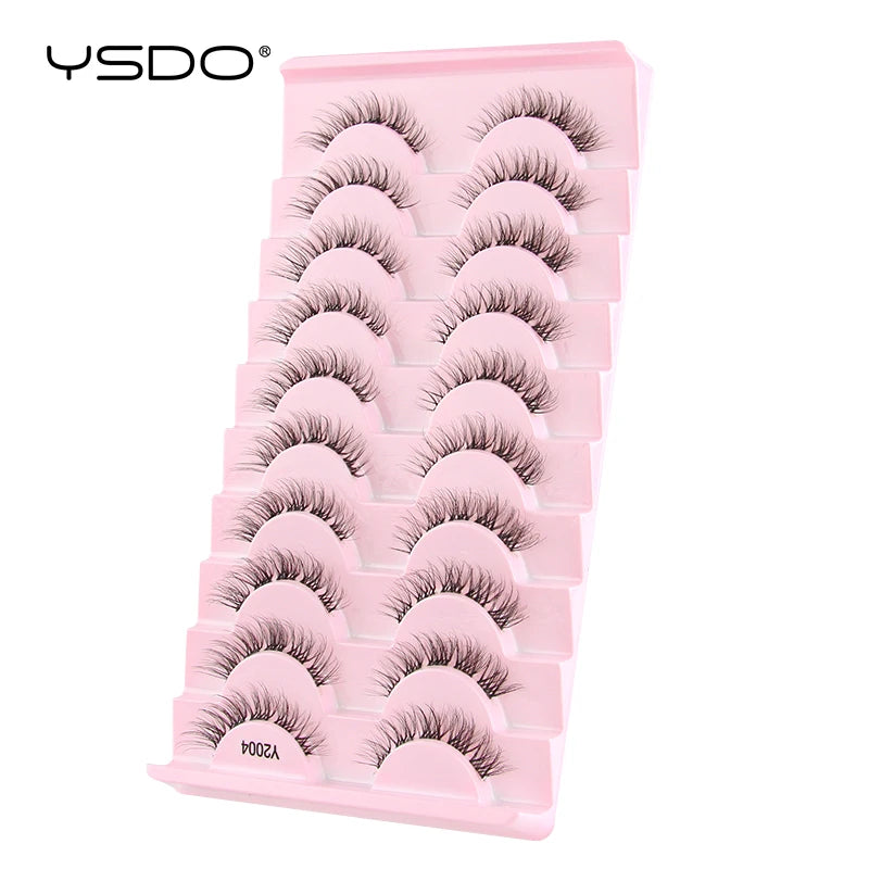 YSDO 3/10pairs Manga Lashes Natural Look False Eyelashes 3D Fake Mink Lashes Extensions Makeup Tools Clear Band Faux Cils