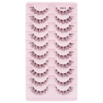 YSDO 3/10pairs Manga Lashes Natural Look False Eyelashes 3D Fake Mink Lashes Extensions Makeup Tools Clear Band Faux Cils