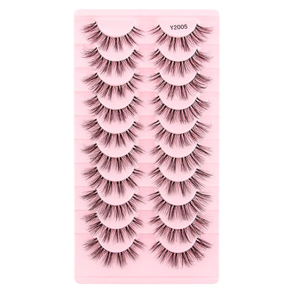 YSDO 3/10pairs Manga Lashes Natural Look False Eyelashes 3D Fake Mink Lashes Extensions Makeup Tools Clear Band Faux Cils