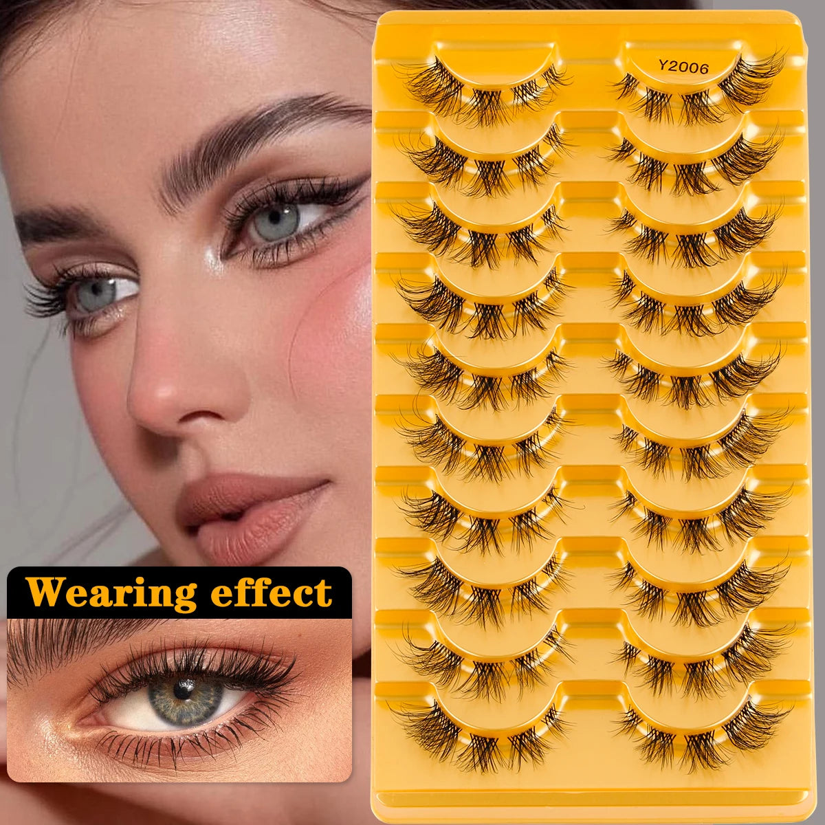 YSDO 3/10pairs Manga Lashes Natural Look False Eyelashes 3D Fake Mink Lashes Extensions Makeup Tools Clear Band Faux Cils