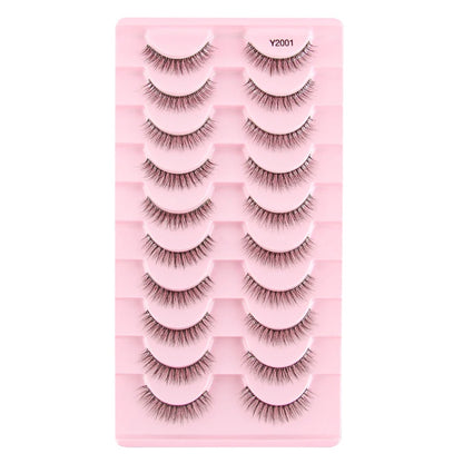 YSDO 3/10pairs Manga Lashes Natural Look False Eyelashes 3D Fake Mink Lashes Extensions Makeup Tools Clear Band Faux Cils